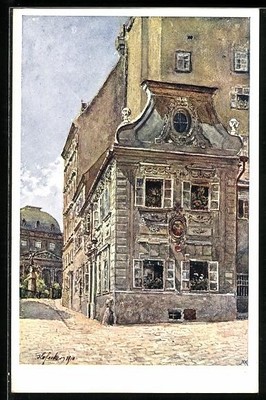 Künstler-AK E.F. Hofecker: Wien, Schottenbastei mit Straßenpartie 