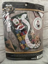 Bucilla Felt Applique Christmas Stocking Kit The List 150th ANV Bonus 18 Inch