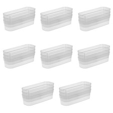 Set 3 Narrow Storage Trays, Clear Plastic Open Bins, Drawer Organizers, 8