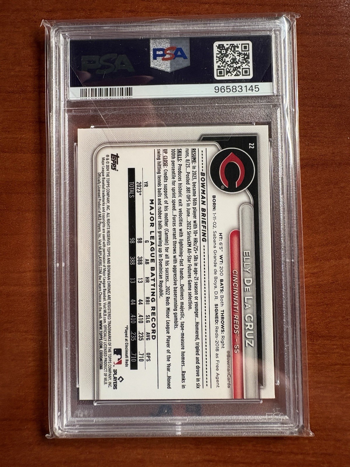 Elly De La Cruz 2024 Bowman Chrome Mega Box Rookie RC #22 PSA 10 view 2