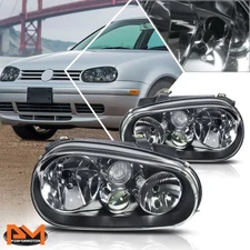 For 99-06 Volkswagen Golf/Cabrio Black Housing Headlight w/Projector Fog Lamp