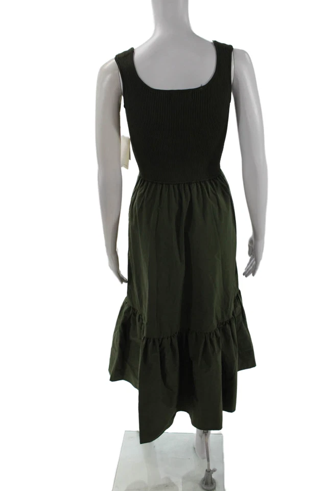 Vestido sin mangas Elan para mujer entallado y acampanado verde cuello en V sin mangas largo talla XS Foto 3 de 4