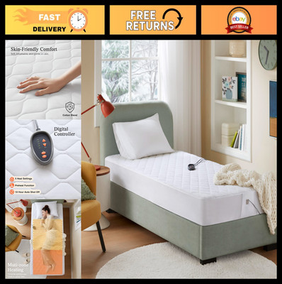 Luxury Quilted Electric Heated Mattress Pad - Cotton Blend, Deep Pocket, Twin XL