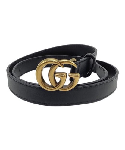GUCCI                    Leather belts Gold x Black 409417