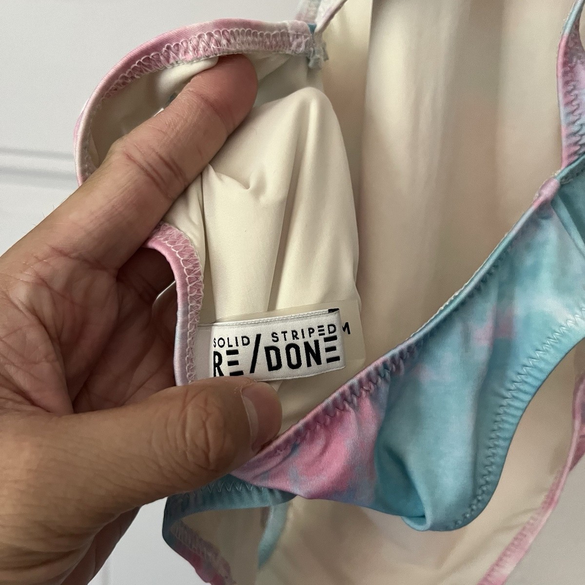 RE/DONE x SOLID & STRIPED pink multicolor pastel tie dye one piece swim suit View 4