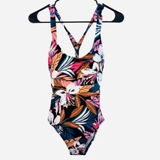 Kona Sol Women One Piece Swimsuit Size Small Tropical Vacation Beach NWT Padded