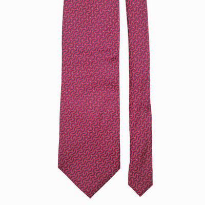 Enzo Bella Moda Italiana X-long Silk Tie Red Blue Wavy Stripe Necktie Made Italy