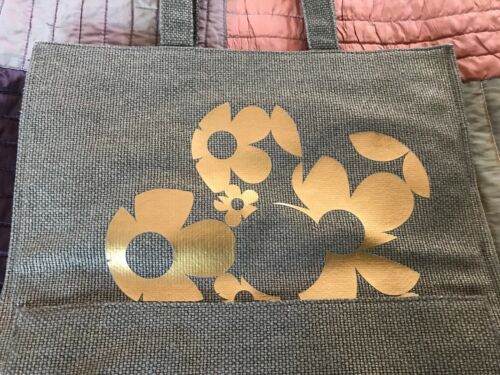 Marc Jacobs DAISY TOTE BAG Green Golden Woven Fabric Cotton Interior 16x13" NEW - Picture 3 of 5