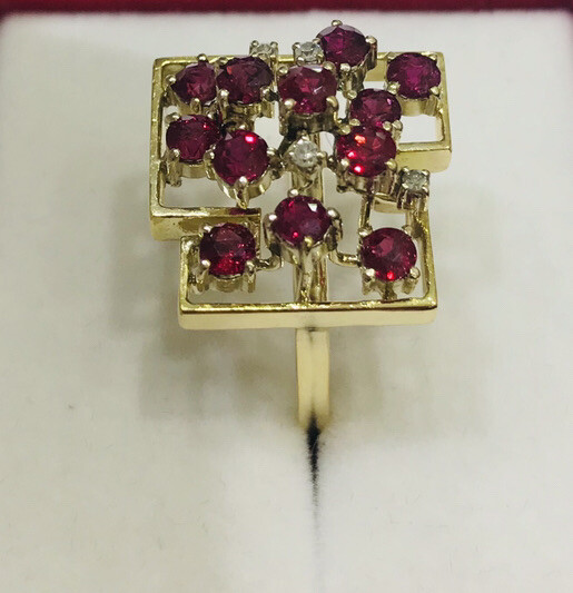 14k Solid YelloeGold Cluster Flower Ring With Nat… - image 3