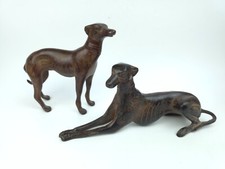 VTG MCM Greyhound Brass Bronze Metal Sculpture Laying Down Italian Whippet Dog