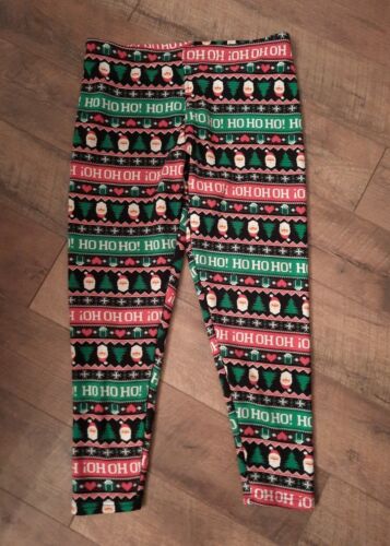Women's Size XL Leggings Lined Pants Holiday Print Warm Santa Christmas