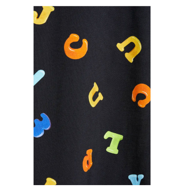 MOSCHINO Milano Black Letter Number Print Cotton T-Shirt Mini Dress 4 = S 34/38