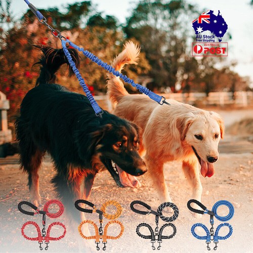 Double Ended Dog Leash Dual Lead Walk 2 Dogs Coupler No Tangle Adjustable Nylon - Picture 2 of 26
