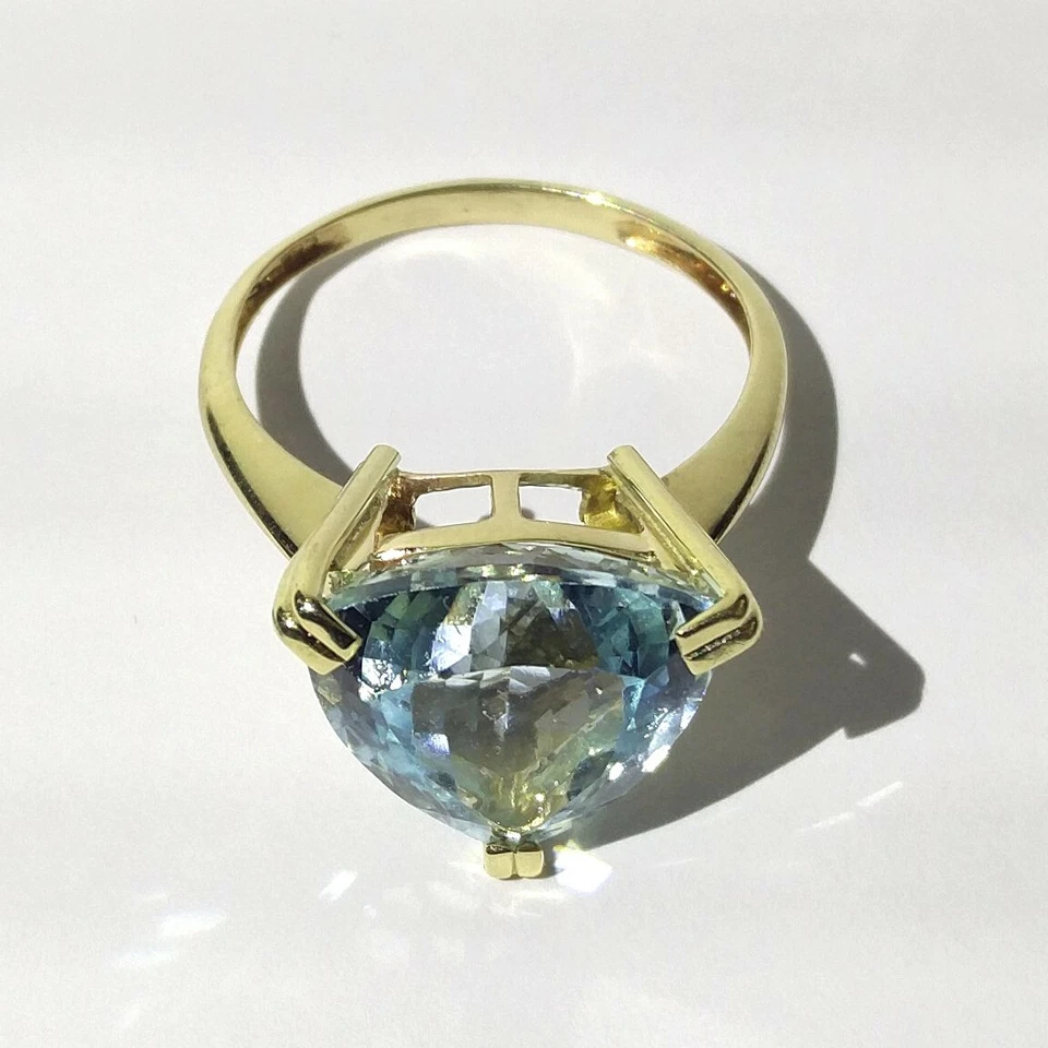 Gold (585) Ring mit echtem, dreiseitigem Aquamarin (8,28 ct) - Bild 3 von 4