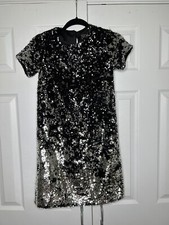 Lipsy 6 Silver Sequin Body Con Dress Short Sleeves Party Bnwt