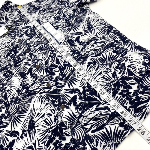 Goodfellow & Co. Mens Size L Short Sleeve Button-Up Shirt Tropical Image Blue - Picture 8 of 8