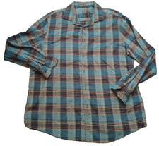 Tasso Elba Dress Shirt Mens XL Blue Plaid Long Sleeve Button Up 100 Cotton