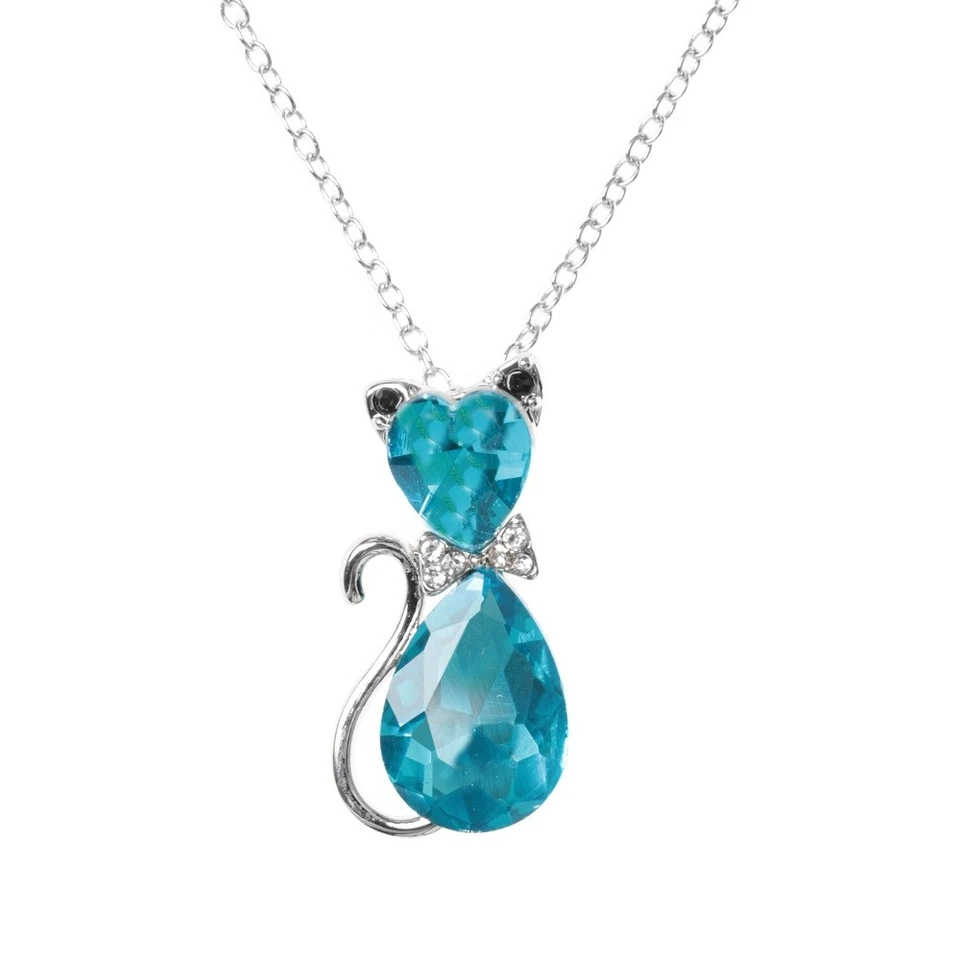 Collana argento Swarovski Element originale G4Lov cristallo gatto micio felino - Immagine 3 di 4