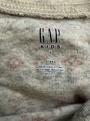 Gap Kids Cotton Print PJ 2 Piece Set Size 8 Winter Long Sleeve Holiday Red - Picture 3 of 3