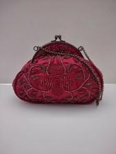 Monya Dark Red Silk Women's Beaded Evening Bag/purse Nwt