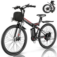 26" Folding Electric Bike, Adults Mountain Bicycle 500W E-Bikes w/48V Li-Battery
