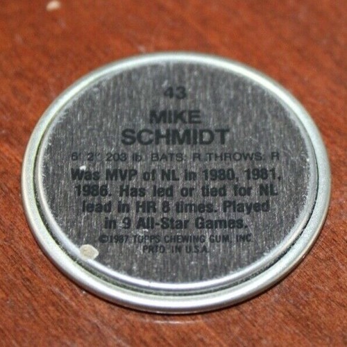 1987 Topps Baseball Coin, #43 Mike Schmidt - Picture 2 of 2