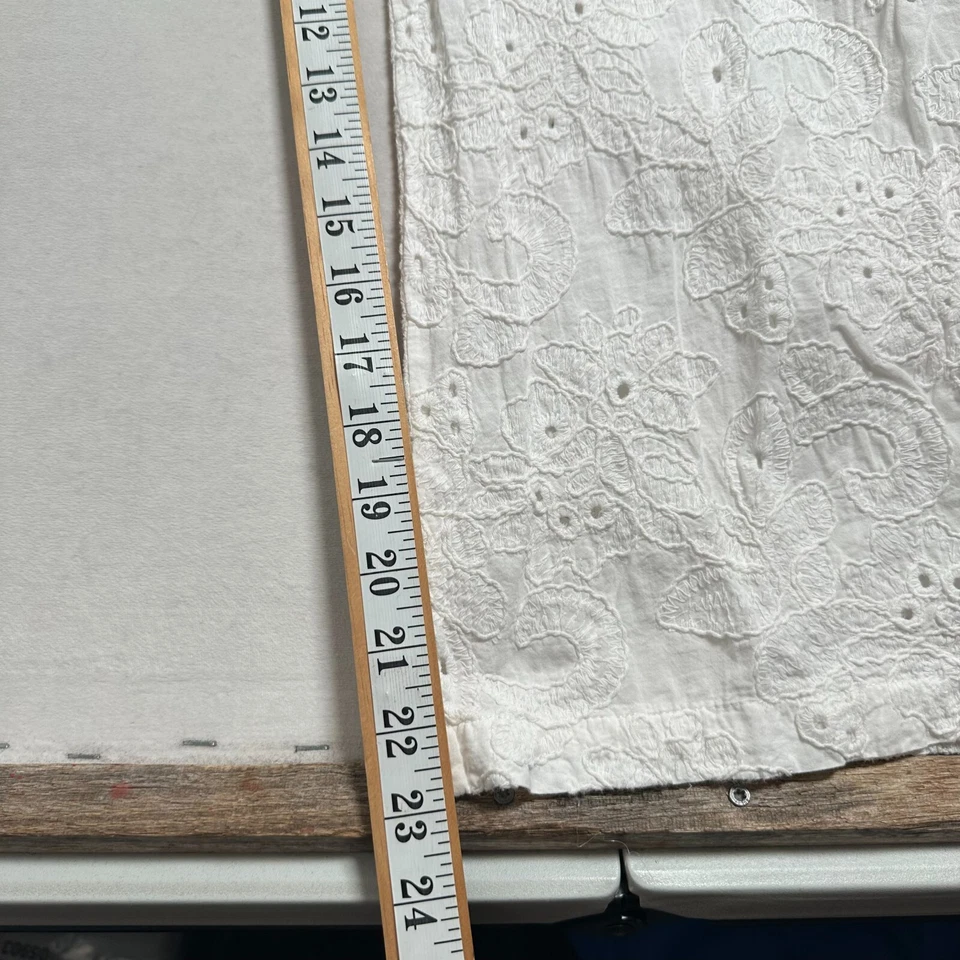 Zara Jumpsuit Womens XS White Embroidered Floral Wide Leg Sleeveless Cotton - image 4 of 4