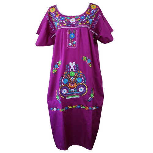 Vestido mexicano bordado túnica campesino de cualquier color XS S M L XL XXL - Imagen 25 de 56