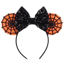 LSHDXD Halloween Mouse Ears Bow Headband Hair Hoop for Women Girls, black