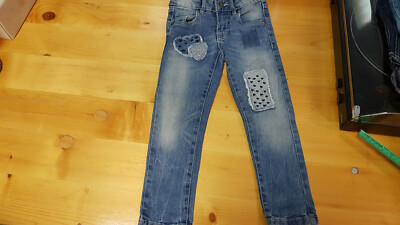  Mädchen - JEANS BLAU Gr: 110 - Dopodopo girls - mit Flicken