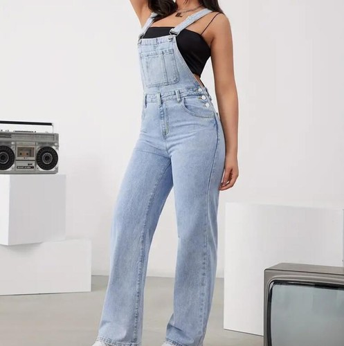 Women's Washed denim Overalls Bib Dungarees Jeans Suspenders Jumpsuits Rompers - Picture 6 of 12