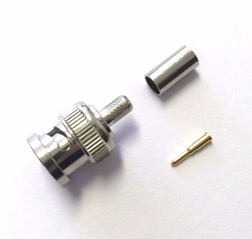 Conector coaxial RF crimpado enchufe macho BNC de 5 paquetes para cable RG-58 RG141 LMR-195 - Imagen 1 de 3