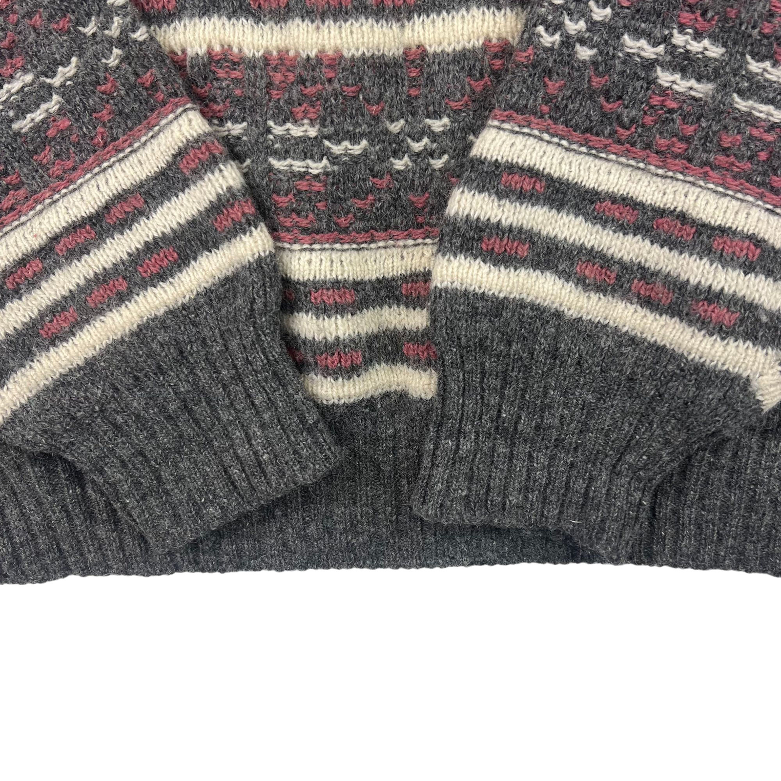 Jantzen Nordic Pattern Roundneck Knit Sweater Grey Pink Cream Extra Large XL image 5