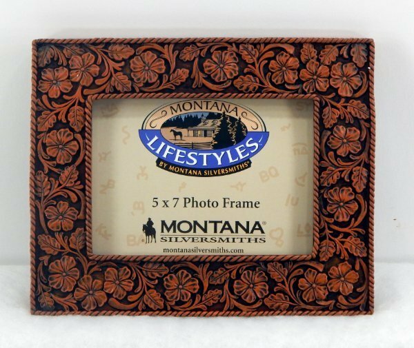 MONTANA SILVERSMITHS 5 X 7 "TOOLED LEATHER" PHOTO FRAME BRAND NEW FREE