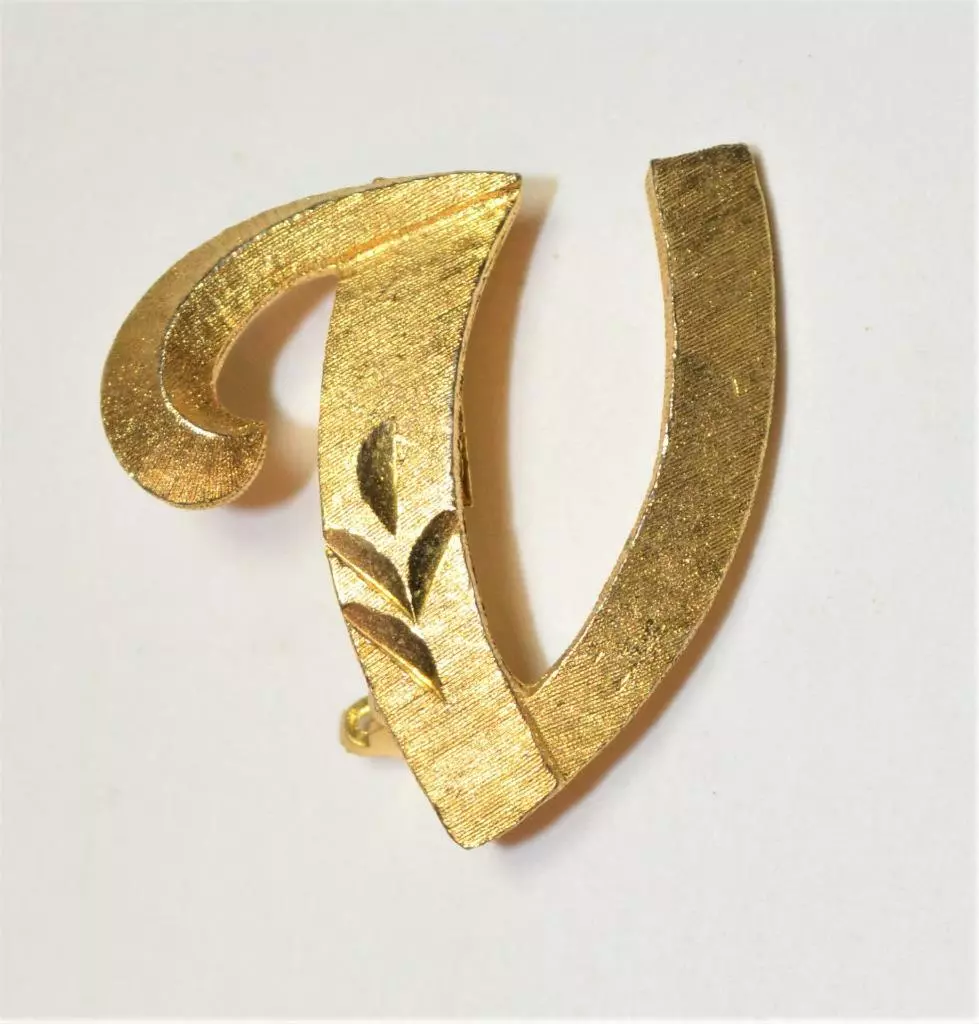 Vintage Signed MAMSELLE Goldtone Textured Letter