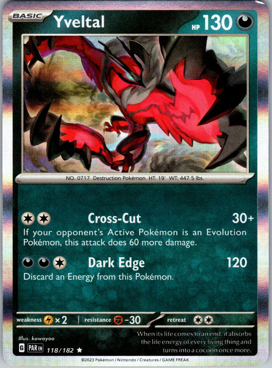 Pokemon - Yveltal - 118/182 - Holo Rare - Paradox Rift - NM/M