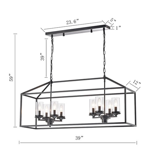 Eudorus 8-Light Brushed Black Chandelier for Dining/Living Room, Kitchen - Picture 3 of 3