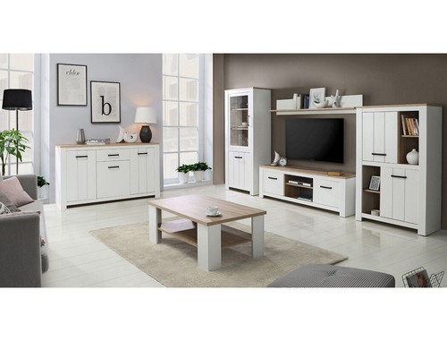 Highboard Eike 4 weiß Eiche Bianco 87x144x43 cm Wohnzimmerschrank Esszimmer - Bild 3 von 5
