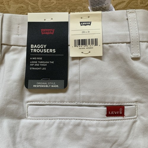 Levis Herren Baggy Hose Pants Größe 28X31 Mid Rise Straight Leg Weiß - Bild 8 von 9