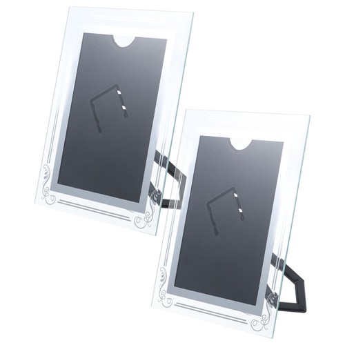 2 Pcs Bilderrahmen Aus Kristallglas Tischplatte Fotohalter Anzeigen Baby - Bild 2 von 12