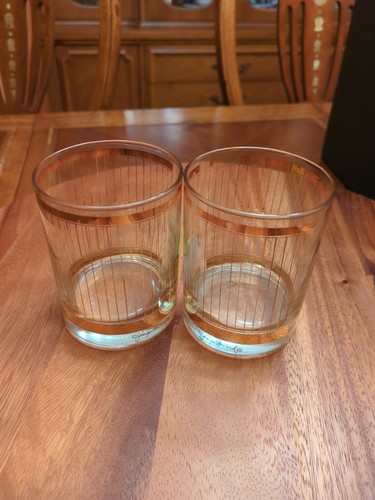 Georges Briard Signed Gold Plaid Double Old Fashioned Glasses Set 3 - Picture 8 of 11