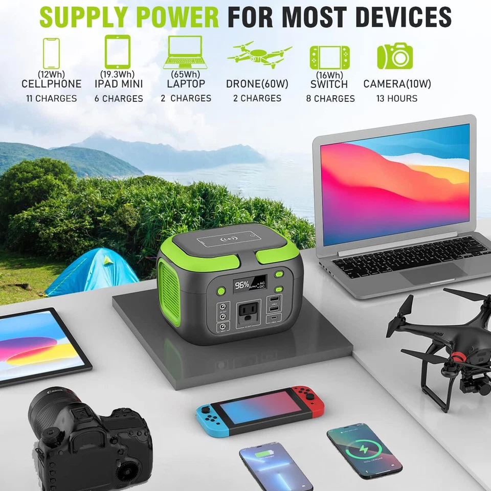 Banco de energía portátil de 200 W cargador de batería para teléfono portátil generador solar luz LED Foto 4 de 4