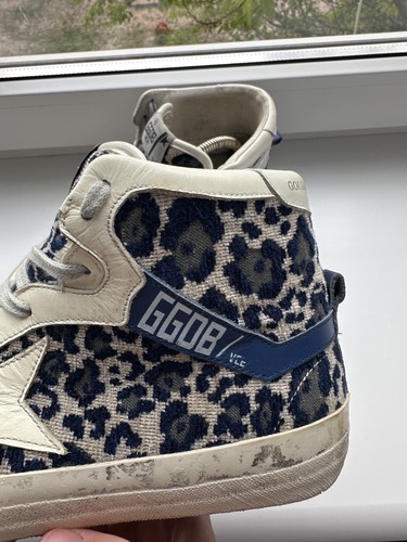 Women’s Golden Goose 2.12 High Top Sneakers Blue, Navy & Grey Velvet Cheetah 41 - Picture 13 of 24