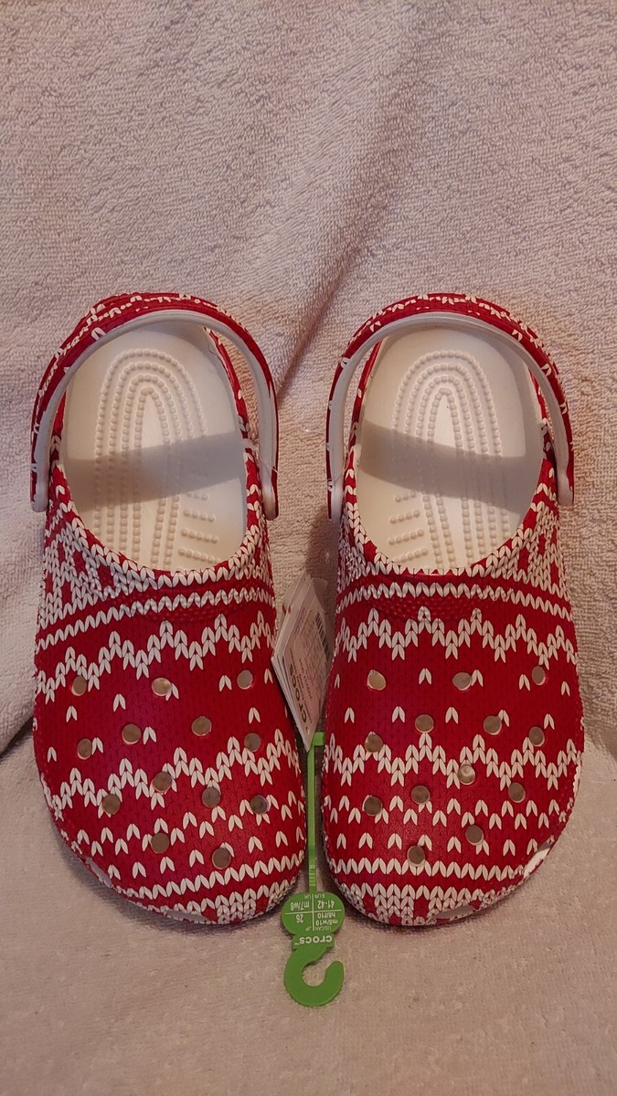 CROCS NEW Unisex Classic Holiday Sweater Clog Size 10 or 8 Crocs Classic Holiday Sweater Clogs Size W 8/M 6 Slip on  main image 4