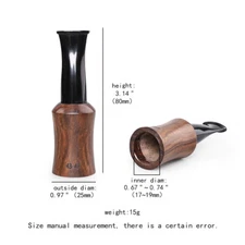 1 Pcs Ebony Wooden Cigar Mouthpiece Portable Tips Holder Size 43-47 Gauge Ring