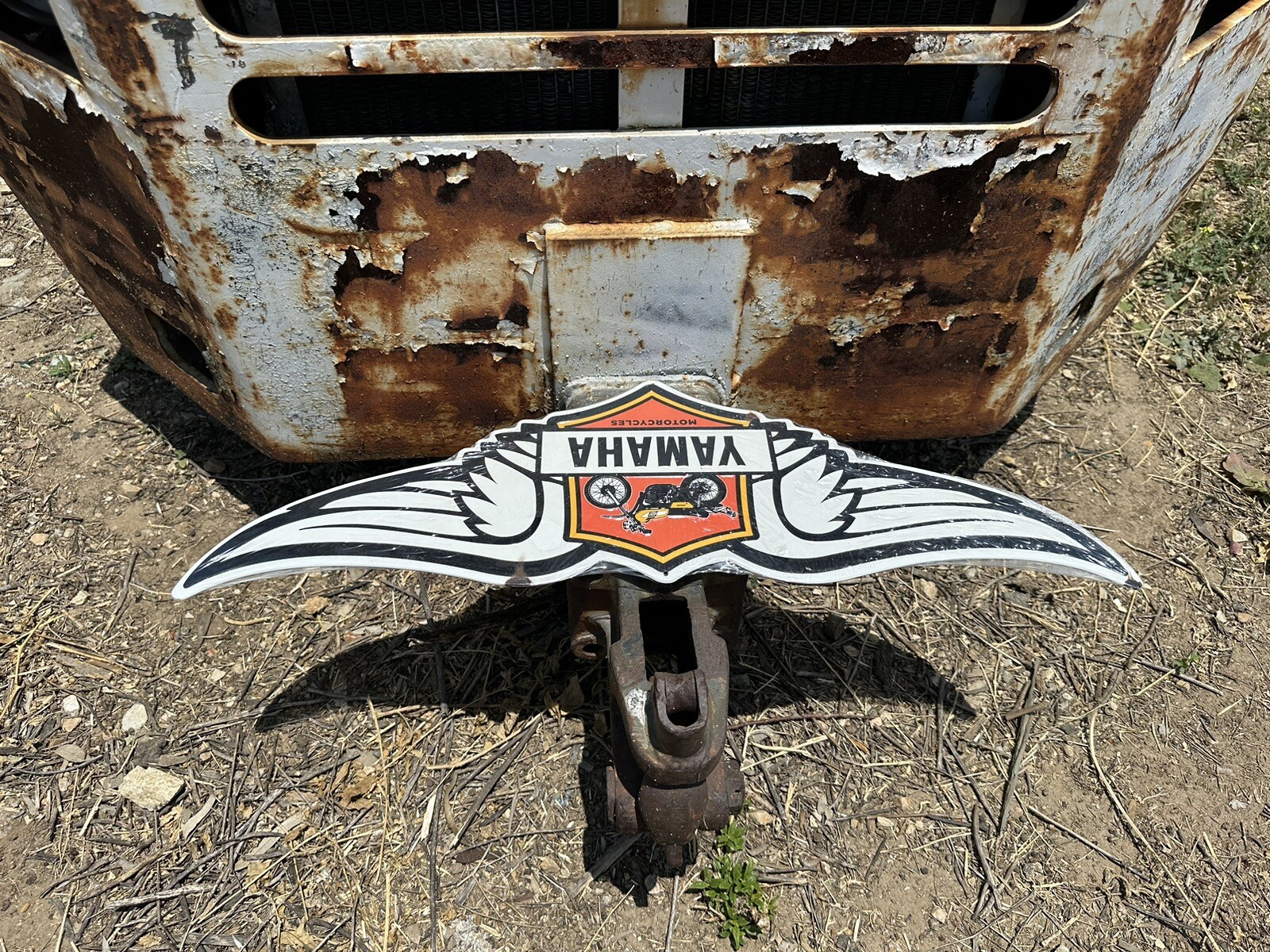 RARE! VINTAGE Rustic Style Yamaha Motorcycles 30" Metal Sign Embossed w/ Wings