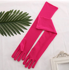 Rose Fuchsia Gloves Medium 45cm Stretch Matt Op ra Burlesco Pinup Retro Glam
