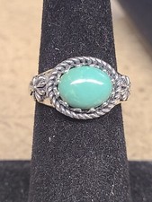 925 Green Chalcedony Ring 5.27 Grams Size 6.5