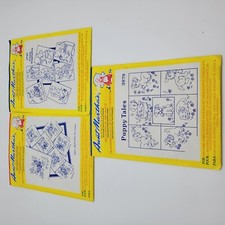 3 Aunt Martha's LOT hot iron transfers Puppy Tale Funny Elephants Days Butterfly