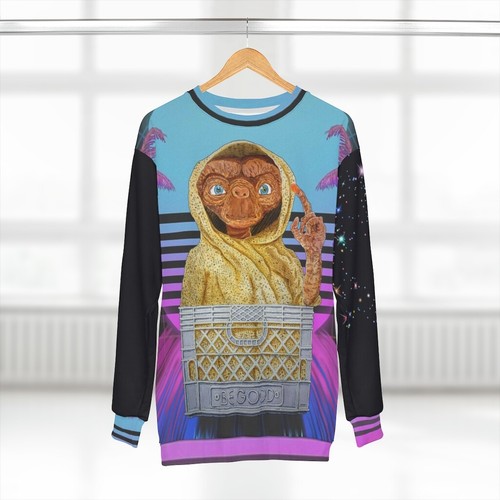 80s E.T. Be Good Vaporwave Indie Art Crewneck - Sunset Alien ET Retro Sweatshirt - Picture 5 of 25